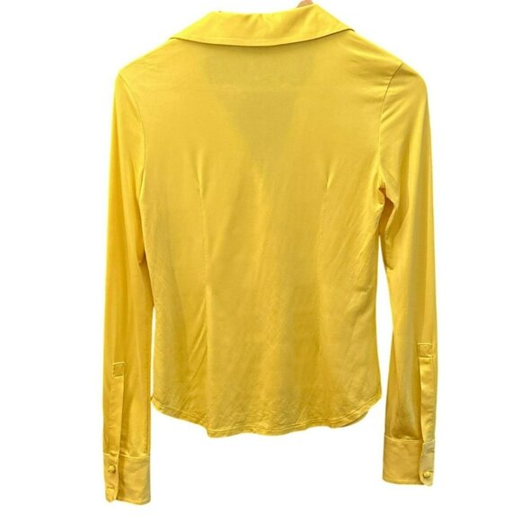 Pink Tartan Bright Yellow Button Up Blouse Size Small Timeless Long Sleeve - Picture 3 of 5